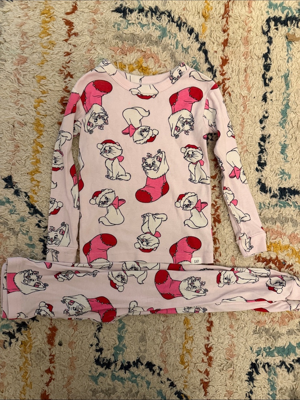 ✨5/$25✨GAP Girls Pink Cat & Stocking Pajama Set